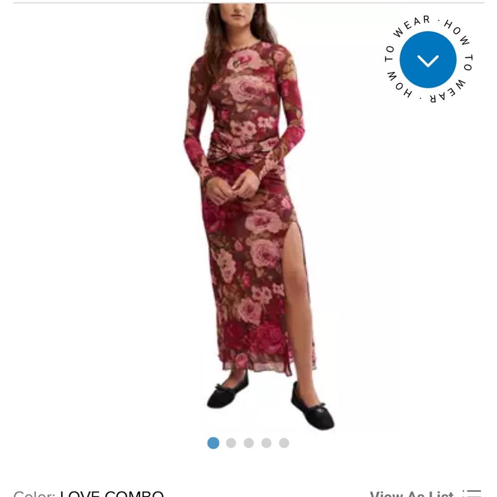 Free People Floral Long Sleeve Dress - Pink and Red